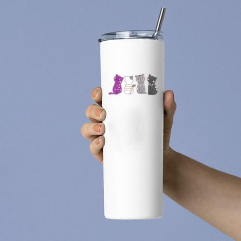 Asexuality Ace Flag Kawaii Cat Tumbler