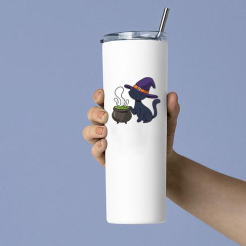 Black Cat Witch Cartoon Tumbler