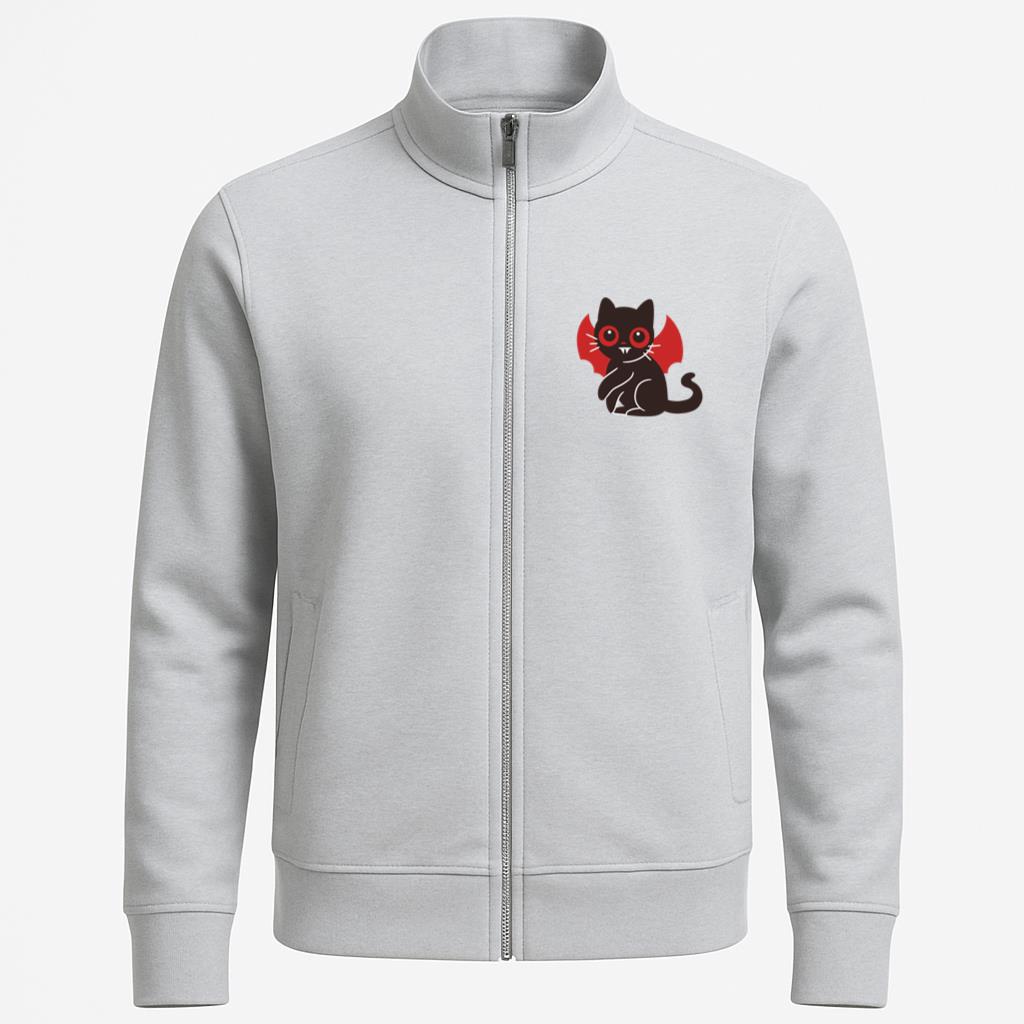 Black Cat With Red Eyes And Fangs Cartoon Jacket
