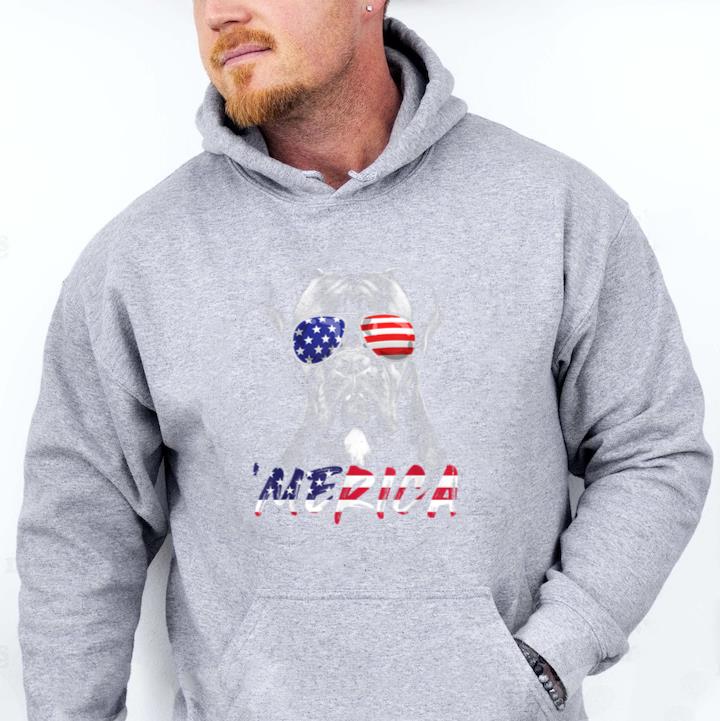 Boxer Dog American USA Flag Merica Hoodie