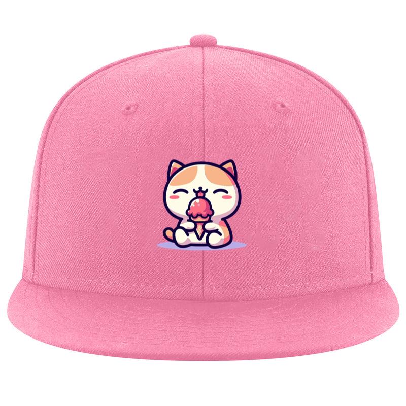 Cute Cartoon Cat Enjoying Ice Cream Cap
