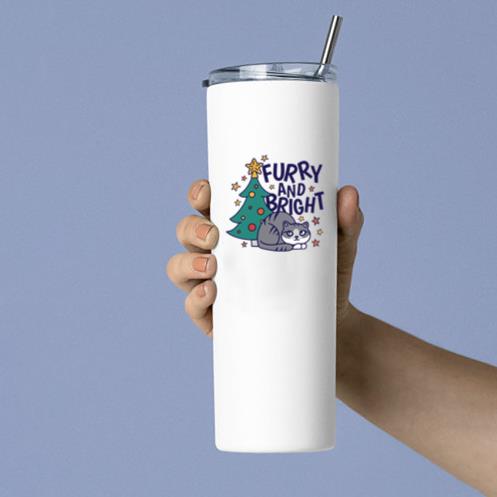 Furry And Bright Christmas Cat Tumbler