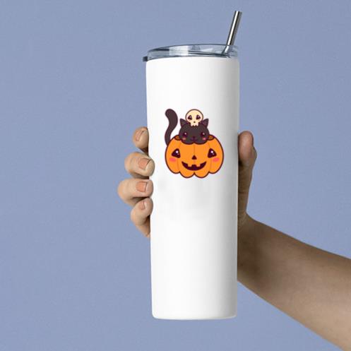 Halloween Kawaii Pumpkin Cat Tumbler